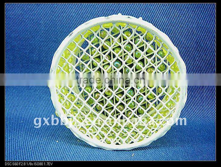 Green pearl round wire stackable storage bin with lid