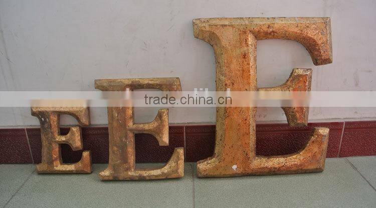 Antique hand carving glod small wood letters