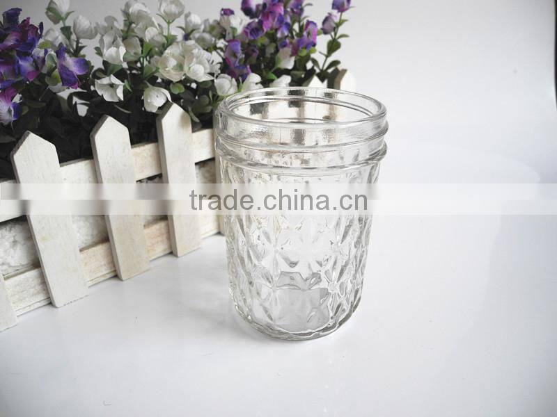 diamond glass caviar canning jar with lid