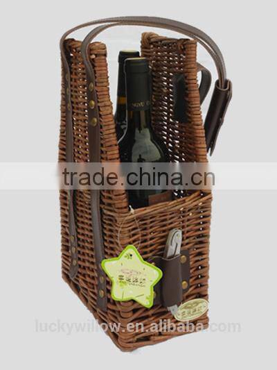 Christmas wine gift baskets in dark brown