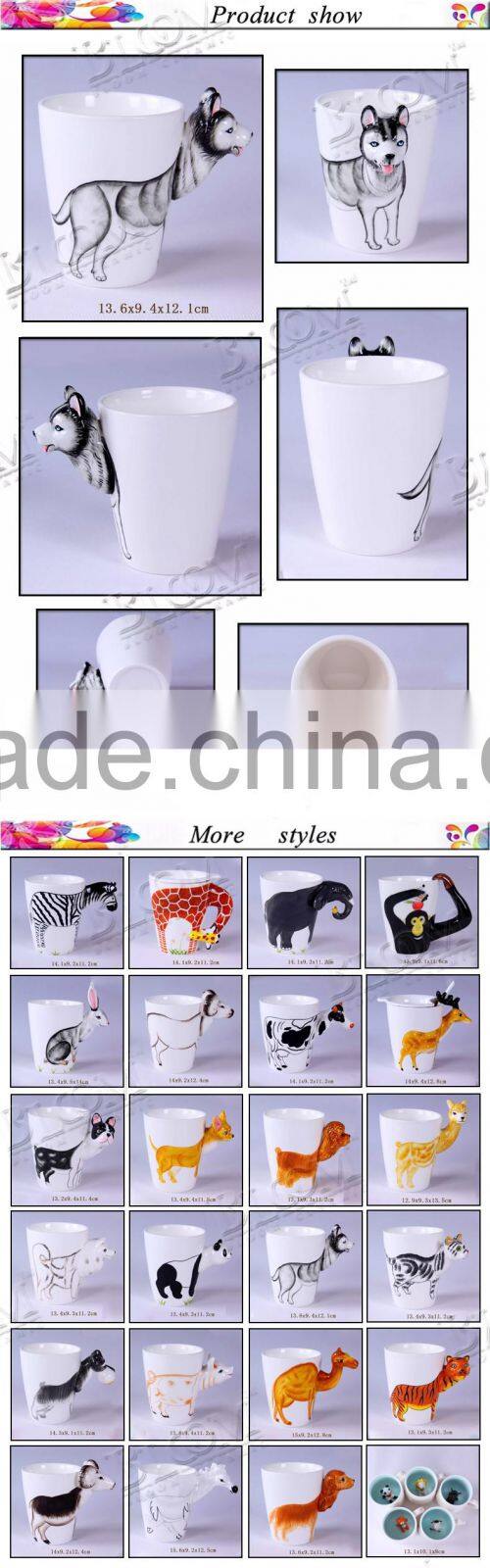 Novelty gift handmade animal shape ceramic cup