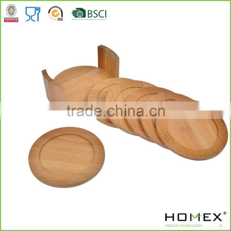 Round Bamboo Cup Mat Pad/Bamboo Trivet/Homex_FSC/BSCI Factory