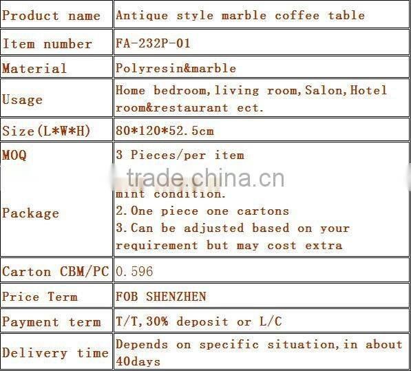 Antique style marble coffee table FA-232P-01