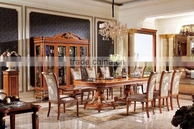 YB62 Royal Antique French Style Spoon Back Dining Chair Wooden Arm Chair /Luxury Hand Carved Wood Frame Fabric Dining Chair