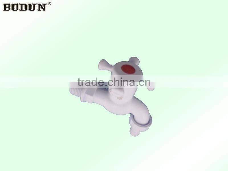 C3004 Cross shaped white pvc plastic bibcock/shower faucet with mouth