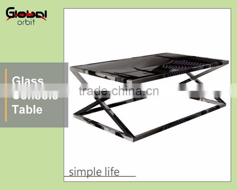 Living Room Furniture Durable Metal Frame Square Glass Top Console Table