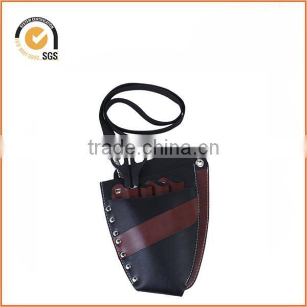 Black Artificial Leather Rivet Scissors Clips Organize Bag Hairdressing Holster Pouch Mobile Holder Case