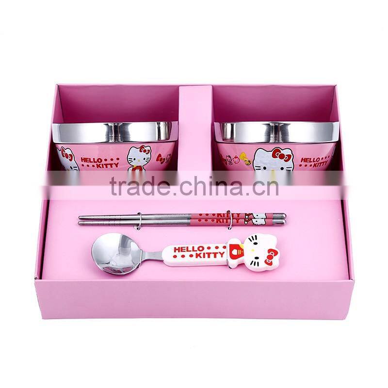 Korean fashional hot sell top quality cartoon style stainless steel food grade material flatwares cutlery set