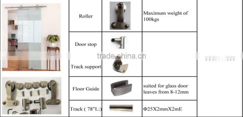 Satin Stainless Steel 304 nylon sliding door guide rail roller wheel hardware