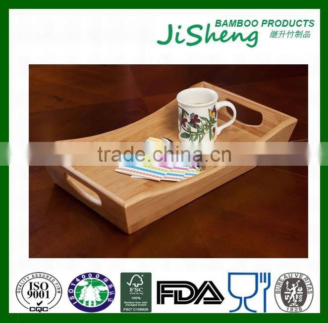 Rectangular Eco-friendly Bamboo Food Serving Tray With Handles: Serve Food, Coffee, Tea or Use as Party Platter