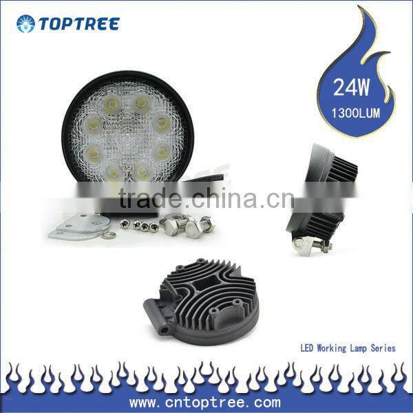 Round 24w LED Off Road Work Light Agricultural machinery Car Led light