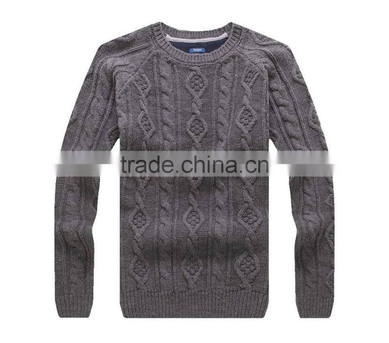 new arrival pure color cable crew neck knit sweater , pullover sweater