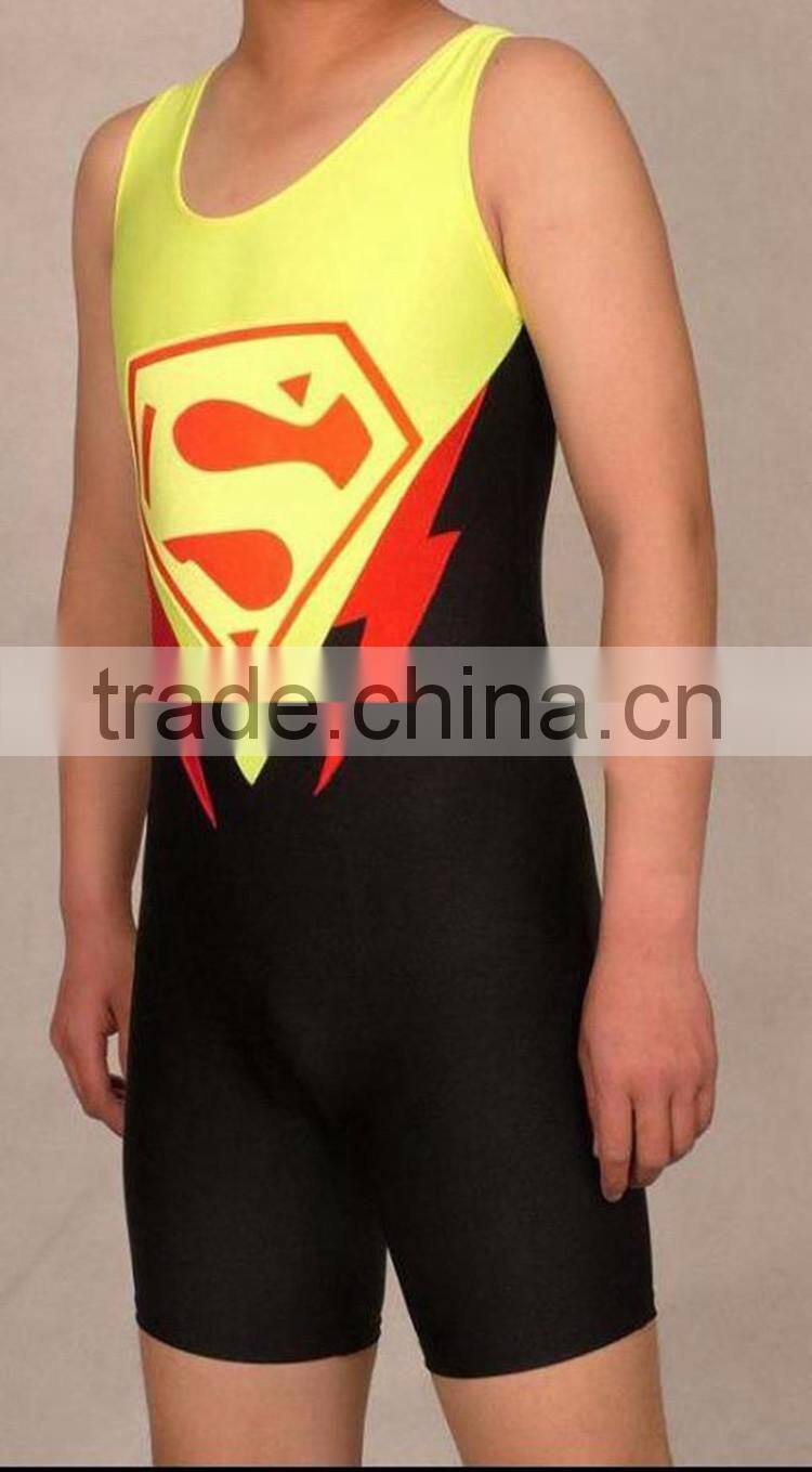 Cheap custom superman wrestling singlets for men/women