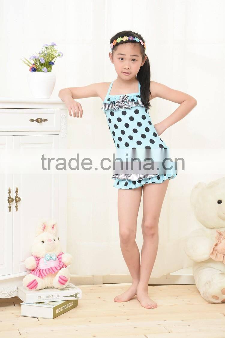 Factory price light pink black dots children's swimwear kids swinwear a little baby swimwear /kids bikini