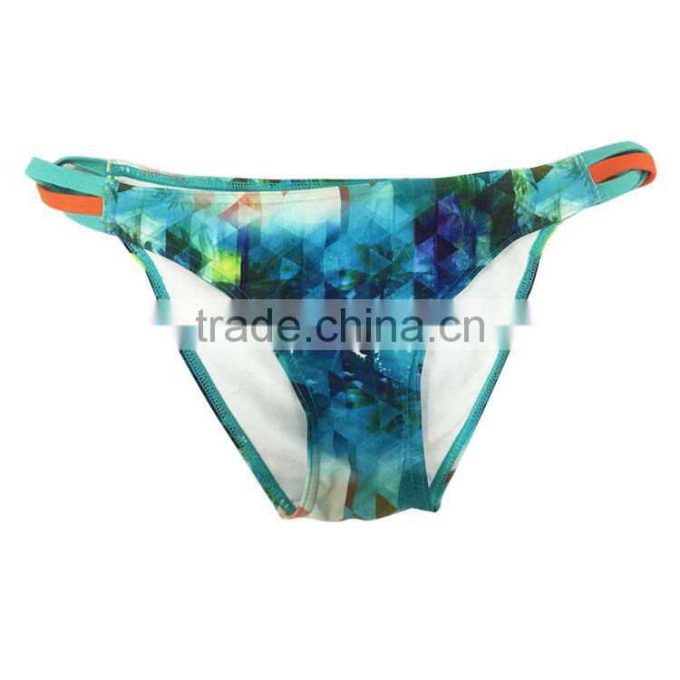 2017 new design full printing braided trim sexy swimwear woman bikini