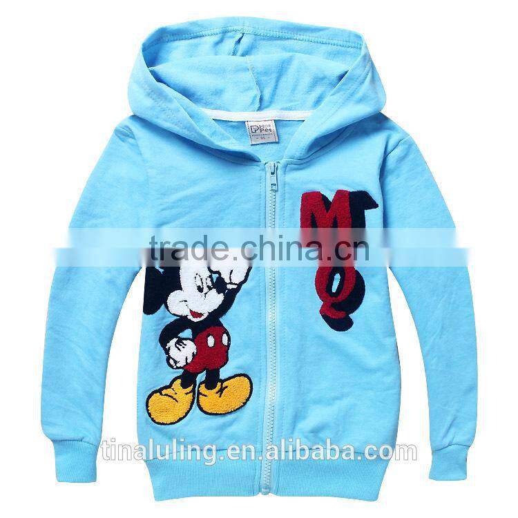fashion girls cartoon zipper-up sweatshirt kids hoodie