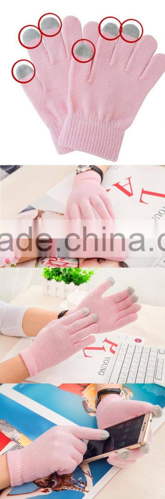 New Design Plain Color Unisex Touch Screen Cotton Knitting Gloves