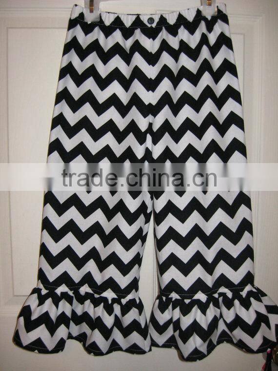 High Quality Wholesale Kids Casual Pants Lovely Chevron Ruffle Leggings Cotton Baby Girls Cotton Trousers