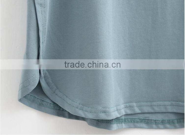 Summer wear cotton short sleeve T-shirt quality female loose letters split round collar leisure joker