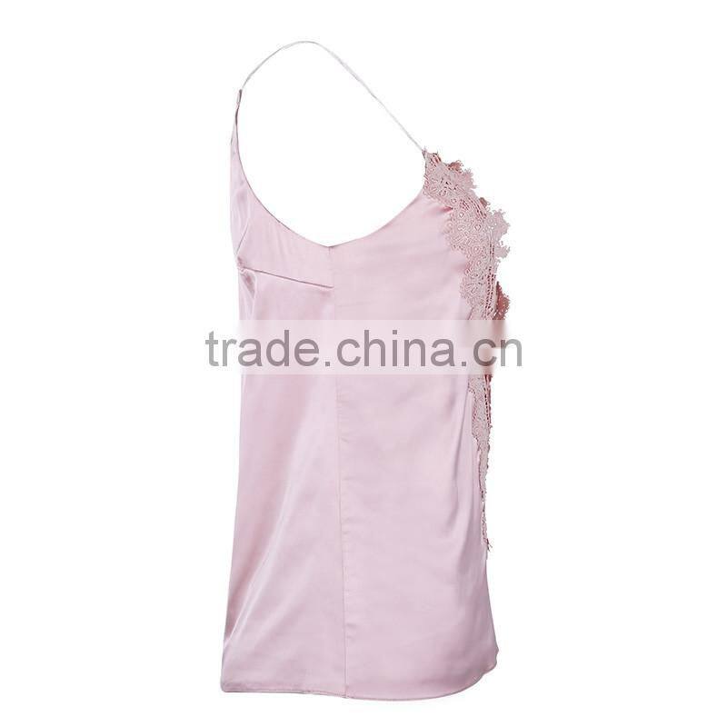 Sexy Streetwear Satin Adjustable Strap Camisole Womens Tank Top Summer Vest With Lining