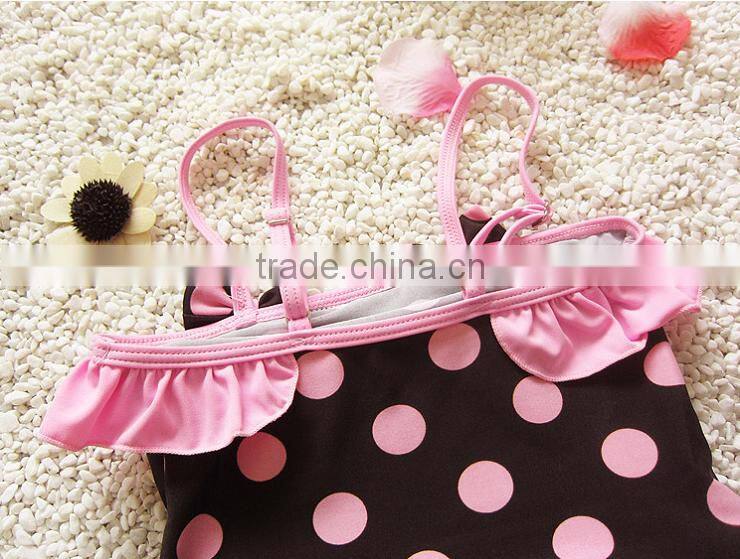 Baby Girls Summer Child Swimwear 2pcs Polka Dots Halter Seaside Swimsuit/Little Girls Swimsuits