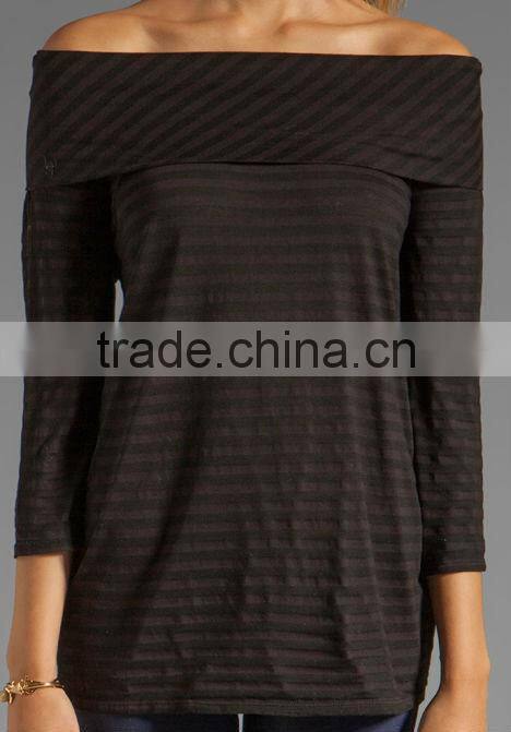 no shoulder cowl neckline t shirt