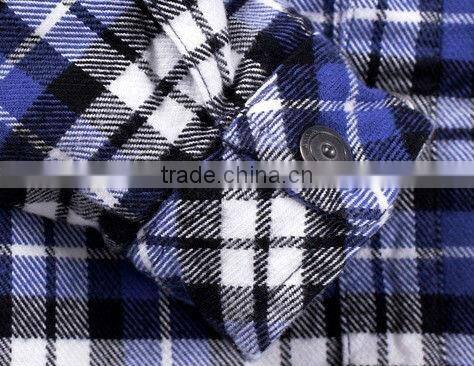 children's fashion thick keep warm long sleeve brushed apron check shirt with two pockets