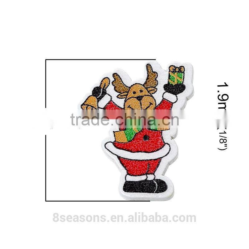 Wholesale 3.2cmx2.6cm Christmas Reindeer Two Holes Wood Button for Decorating