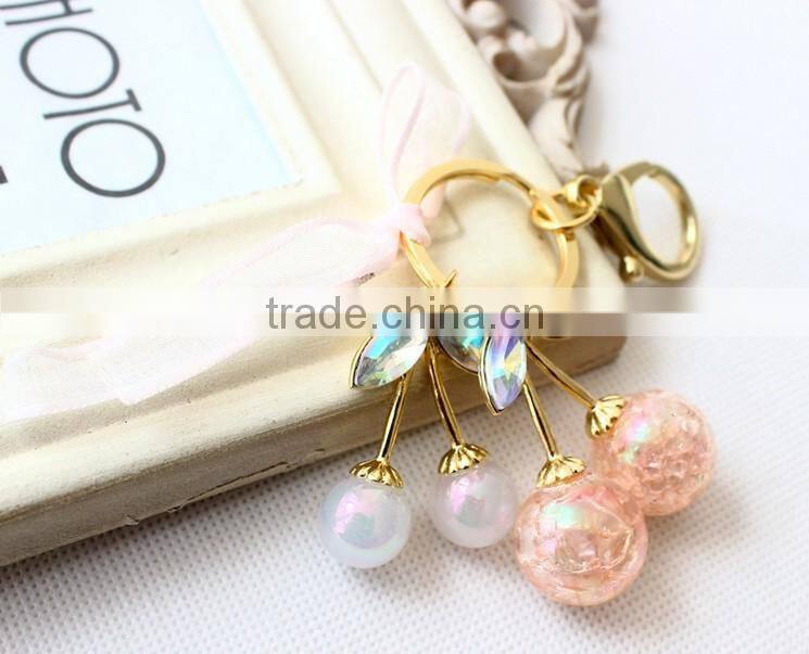 Promotional Gifts,Keychain,Key Chain,Glass Bead Cherry Carabiner Key Rings
