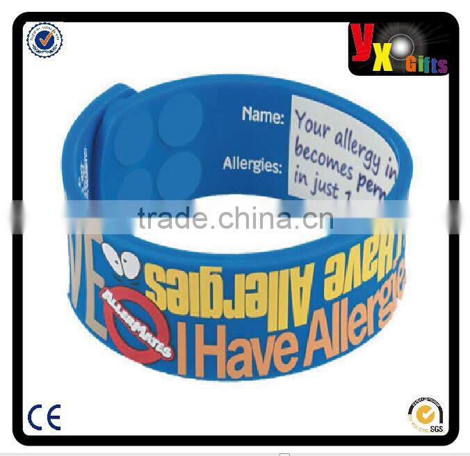 I HAVE ALLERGIES Writable AllerMates Silicone Wristband for Kids - Size M/L