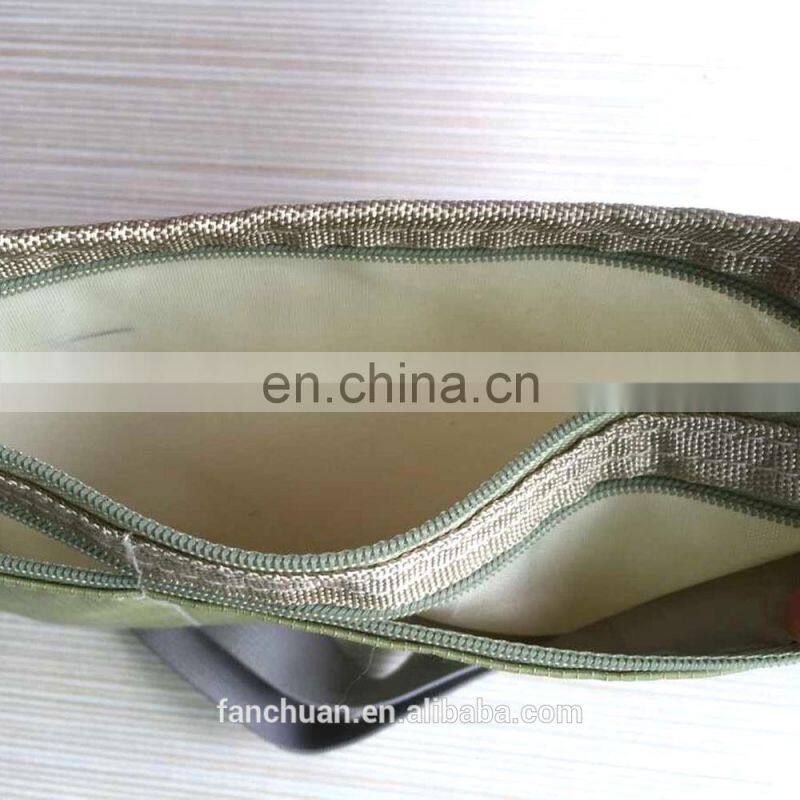 RFID Blocking Three Pocket Beige Color Nylon Passport Holder Belt