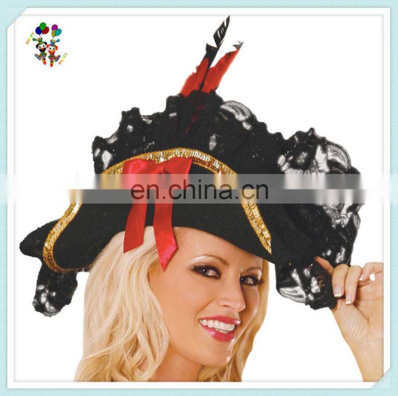 Women Halloween Party Cheap Fancy Black and Red Pirate Hats HPC-0267