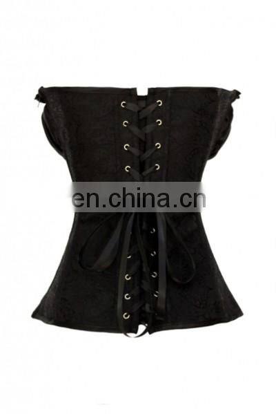 High Quality Black Floral Pattern Ruffled Top Sexy Corset Lingerie