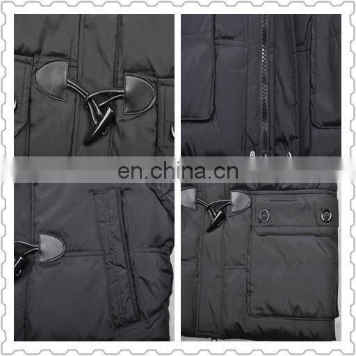 fashion mens winter fur hood cow buckle down padded lo