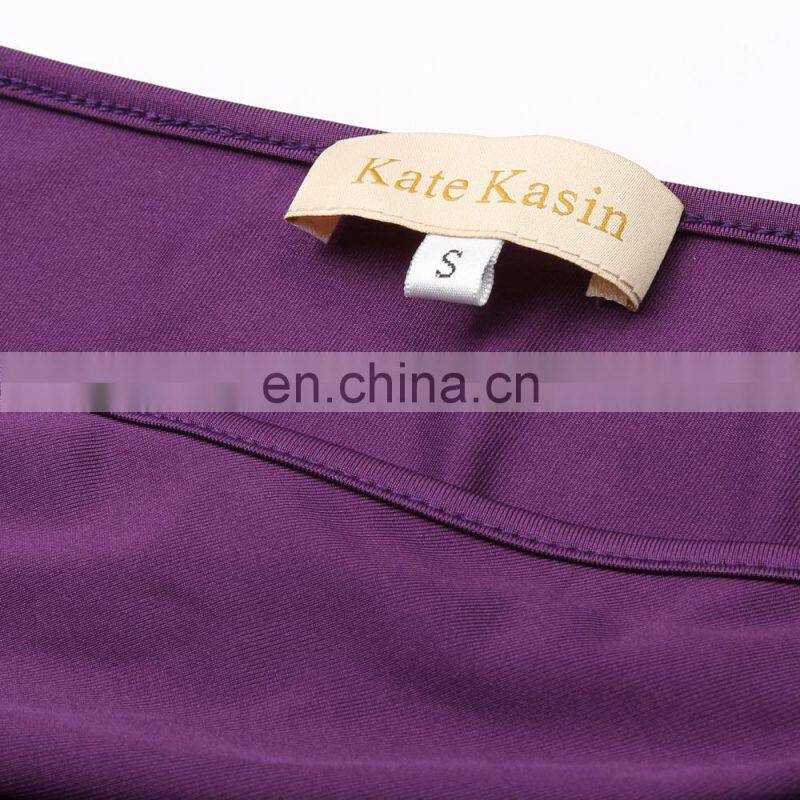 Kate Kasin Sexy Cheap Womens High Stretchy One Shoulder Pleated Short Purple Bodycon Cocktail Dress KK001002-1