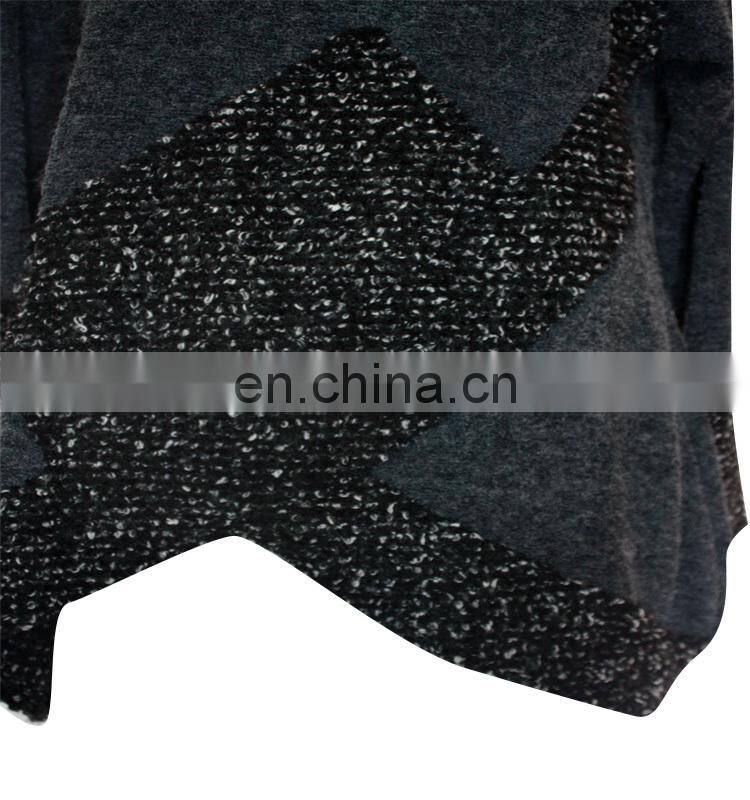 Gray Plus Size Long Sleeve Tunic Asymmetrical Hem Women Sweater Tunic