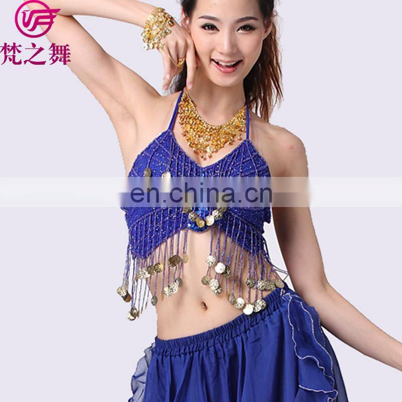 S-3013 Cheap sexy sequin tassel performance belly dance tops for sale