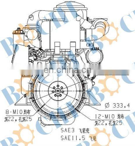 32kw ~ 55kw 4 cylinder 4D series boat diesel engine