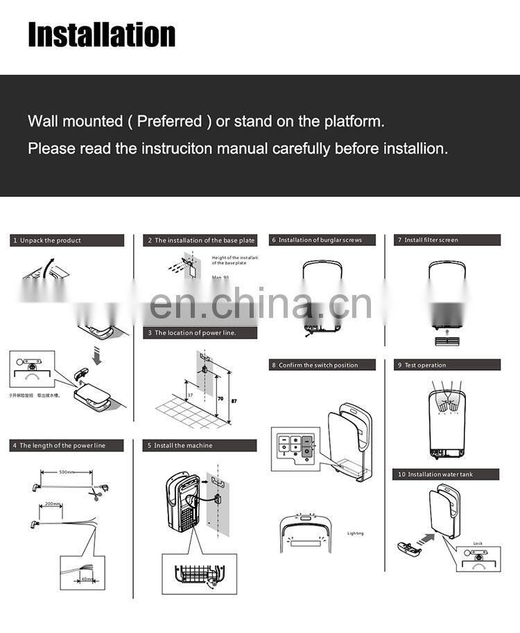 New larger Commercial ABS Plastic High Speed Air hand Dryer with HEPA Filter dryer hand with an efficiency of 99.9 percent