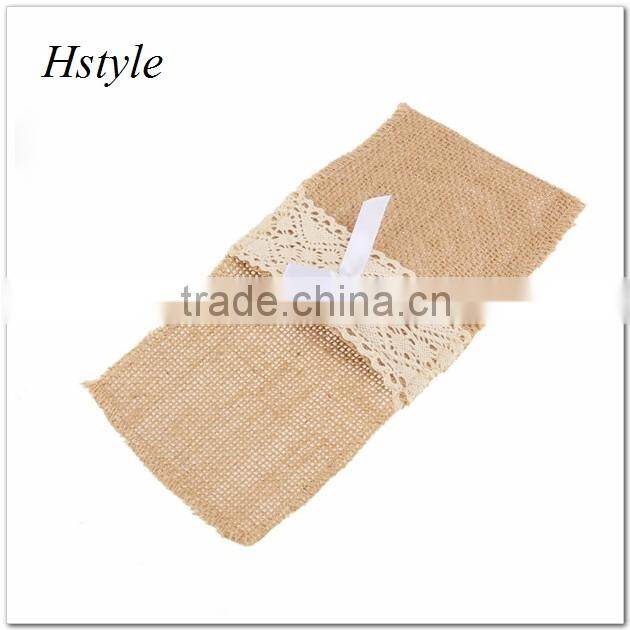 NATURAL Jute Cutlery bag With Lace Table Decoration for Wedding SPT128