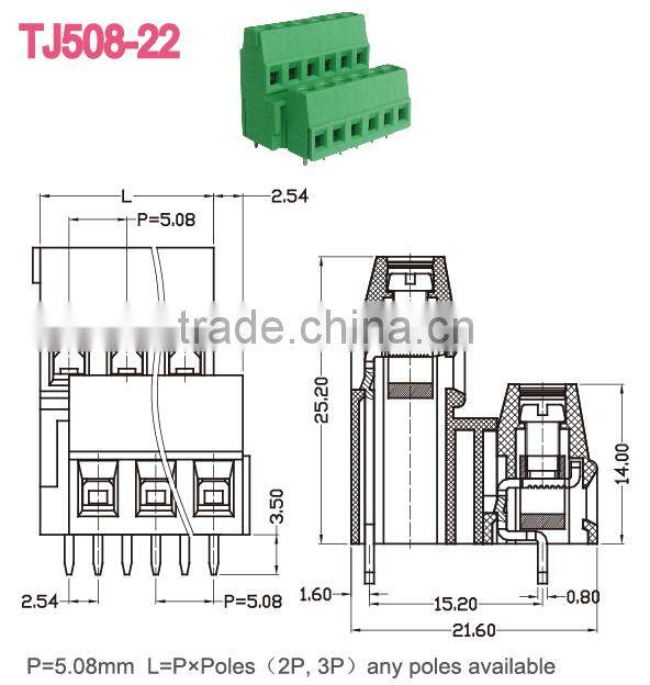 Electrical Screw Clamp Terminal Block Plastic Euro Terminal Connectors