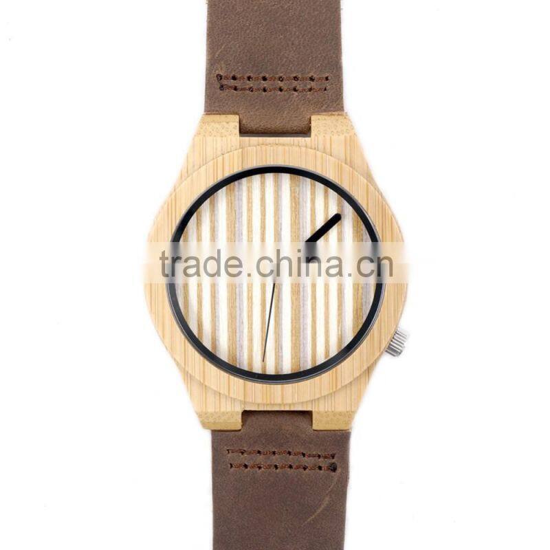 Unique Vogue Mens Quartz Watches Wooden Outdoor Sport Watches mens watch with Leather Strap Relojes Hombre 2016