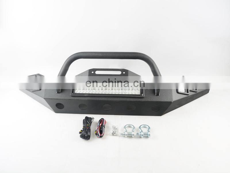 Car parts Front Bumper with Light for Jeep Wrangler JK 07-17 Auto Accessories Steel Bull Bar bumper guard