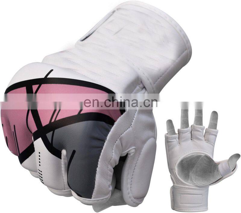 Custom Design Professional punching training MMA Half finger PU Leather boxing gloves