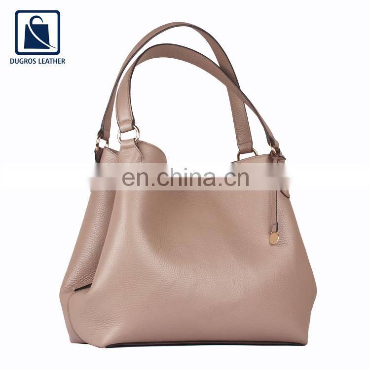 Fashion Style Matching Stitching and Polyester Lining Eye Catching Pattern Women Genuine Leather Handbag