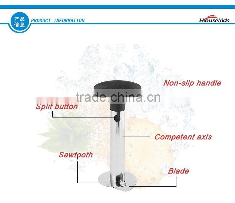 Stainless Steel Cutting Blade Pineapple Easy Peeler Slicer and De-Corer - 3 in 1 Tool (Black)