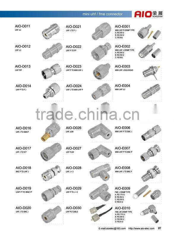 Straight brass 6 Piece UHF Female SO239 Clamp type Connector-RG58,RG141&LMR-195