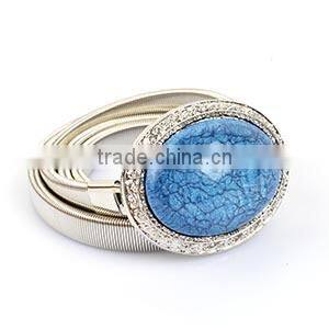 New design girls waist chain silver frame sexy blue stone waist chain