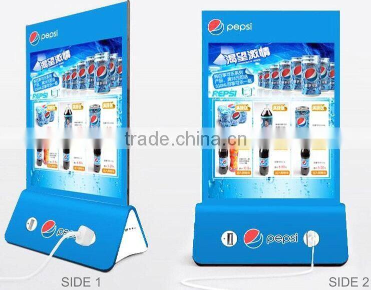 Menu holder with power bank on its base for restaurants/coffee shops/bars