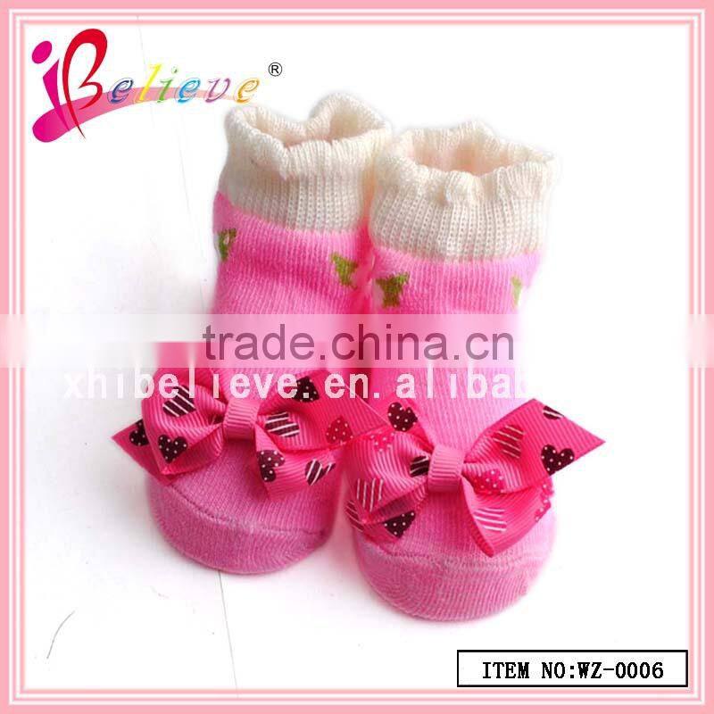 100% cotton thin socks wholesale elite socks,baby socks with ribbon bow